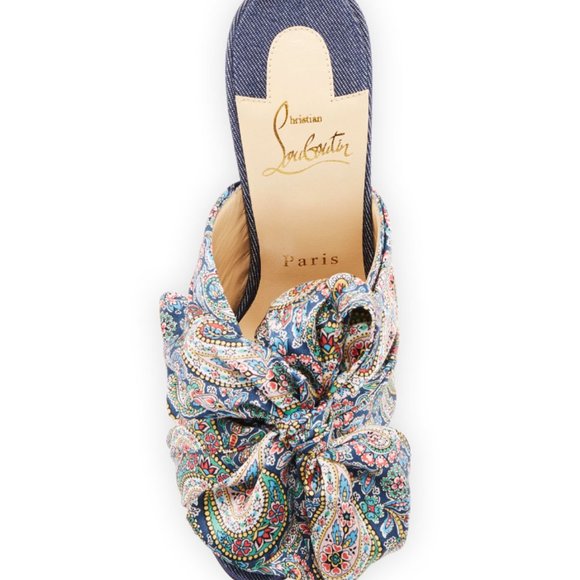 Christian Louboutin Moniquissima Paisley Red Sole Slide Sandal | Used Once - Picture 4 of 16